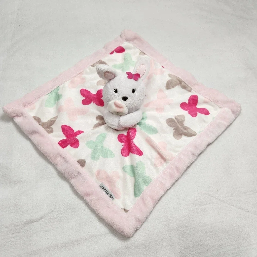 Carters Lovey Plush Pink Girls Bunny Rabbit Butterflies Security Blanket Nursery